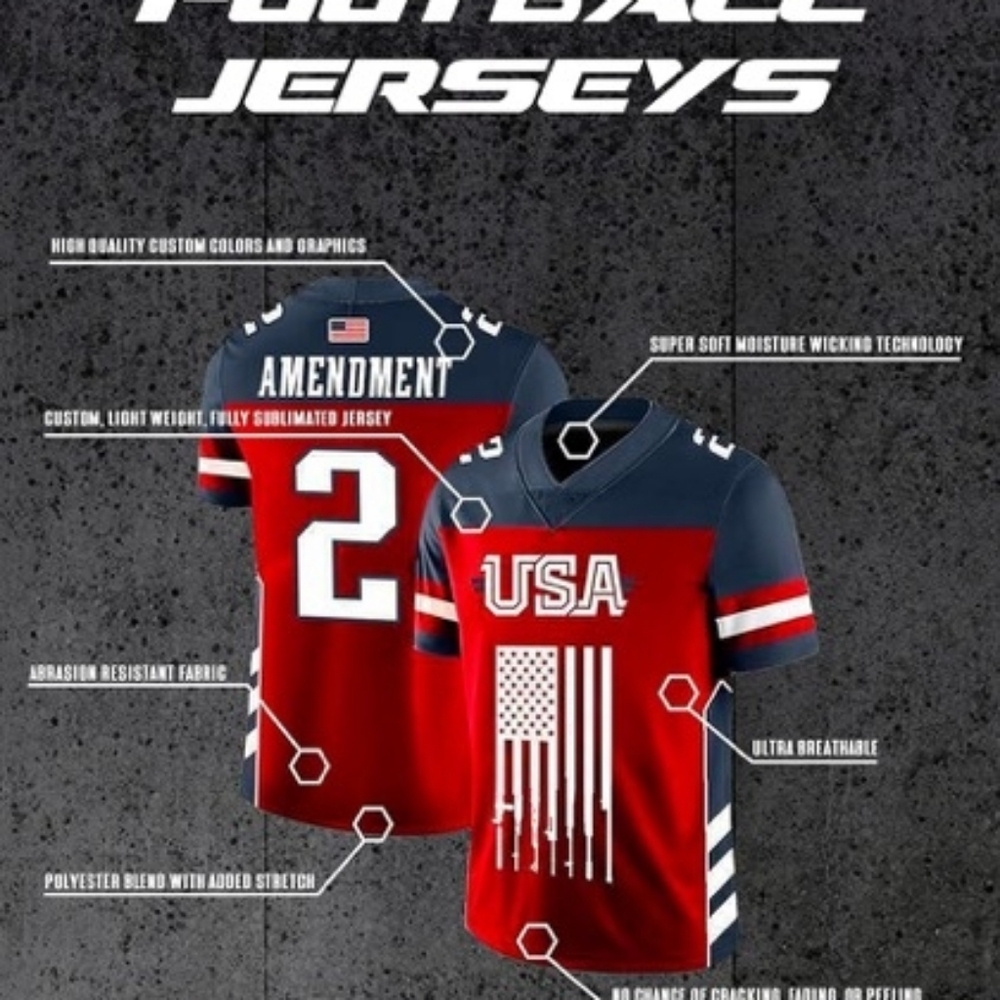 Greater Half Custom Second Amendment Foorball Jer… - image 4